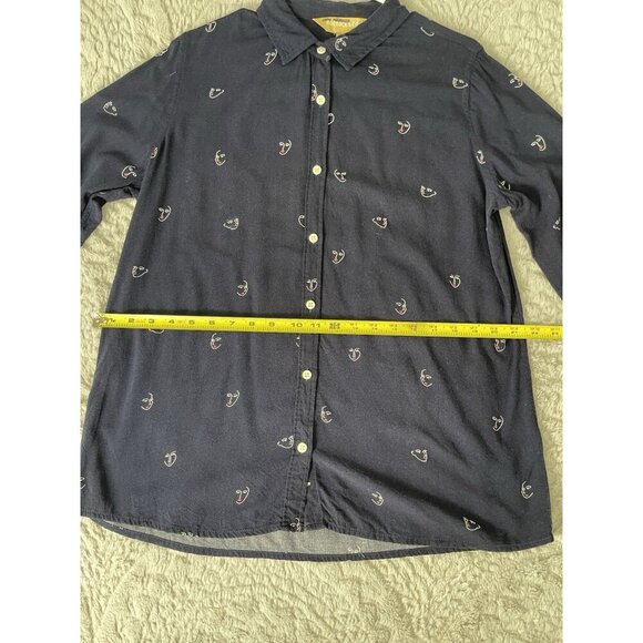 Roebuck and Co Vtg Blue Long Sleeve Button Up Collar Men's Shirt w/ Faces Sz L - Picture 4 of 7